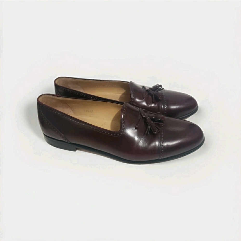 Mezlan Men 11 Burgundy Tassel Loafers Cap Toe Leather Dress Shoes Spain Well Kep